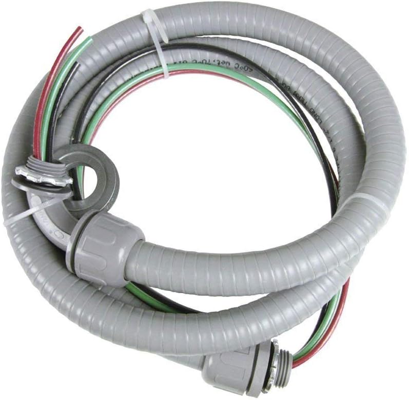long term Electrical AC Whip Assembly -3/4" x 6ft Non-Metallic Liquid Tight Electrical Conduit and 8 Gauge Wire A/C Hook-up Whip Kit - Image 1